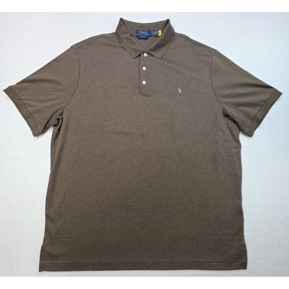 Polo Ralph Lauren Classic Fit Polo Shirt XL Brown LIMITED USE Soft Flesh Pony